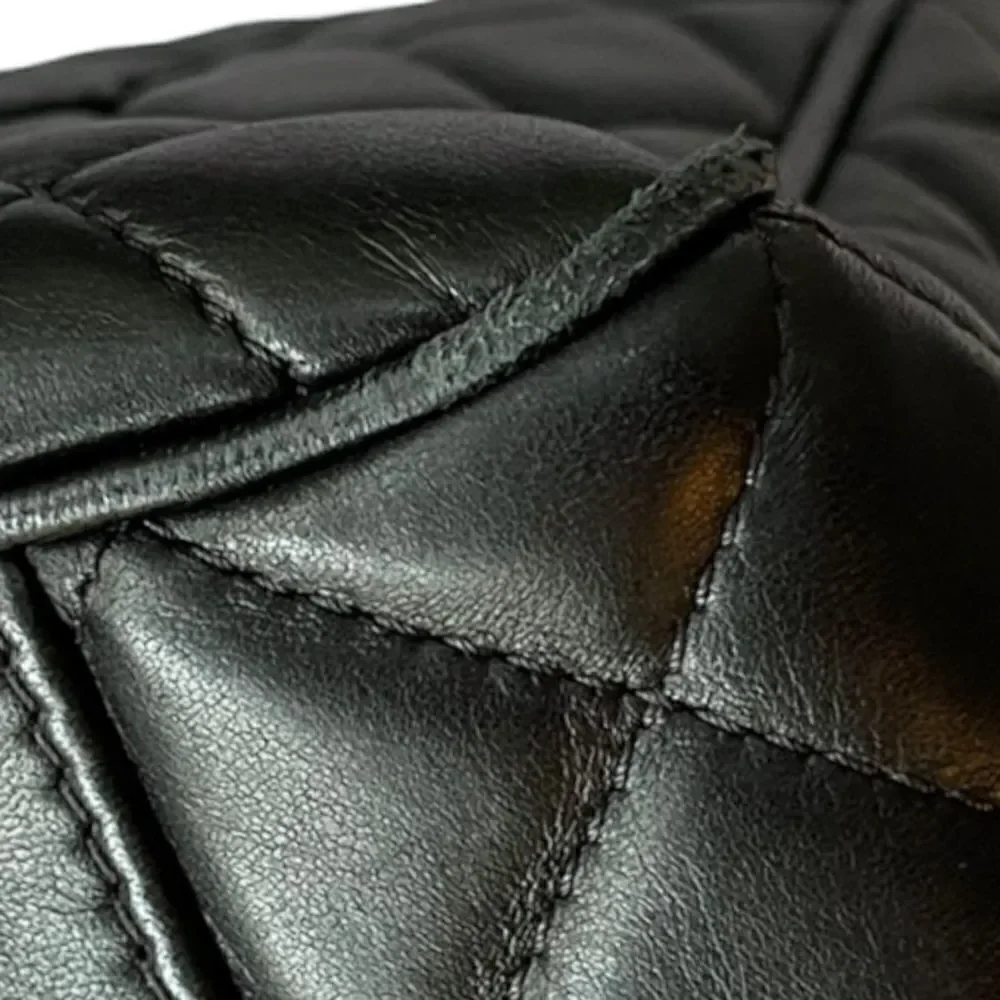 Chanel Lambskin Quilted Front Flap Tote Handbag Black